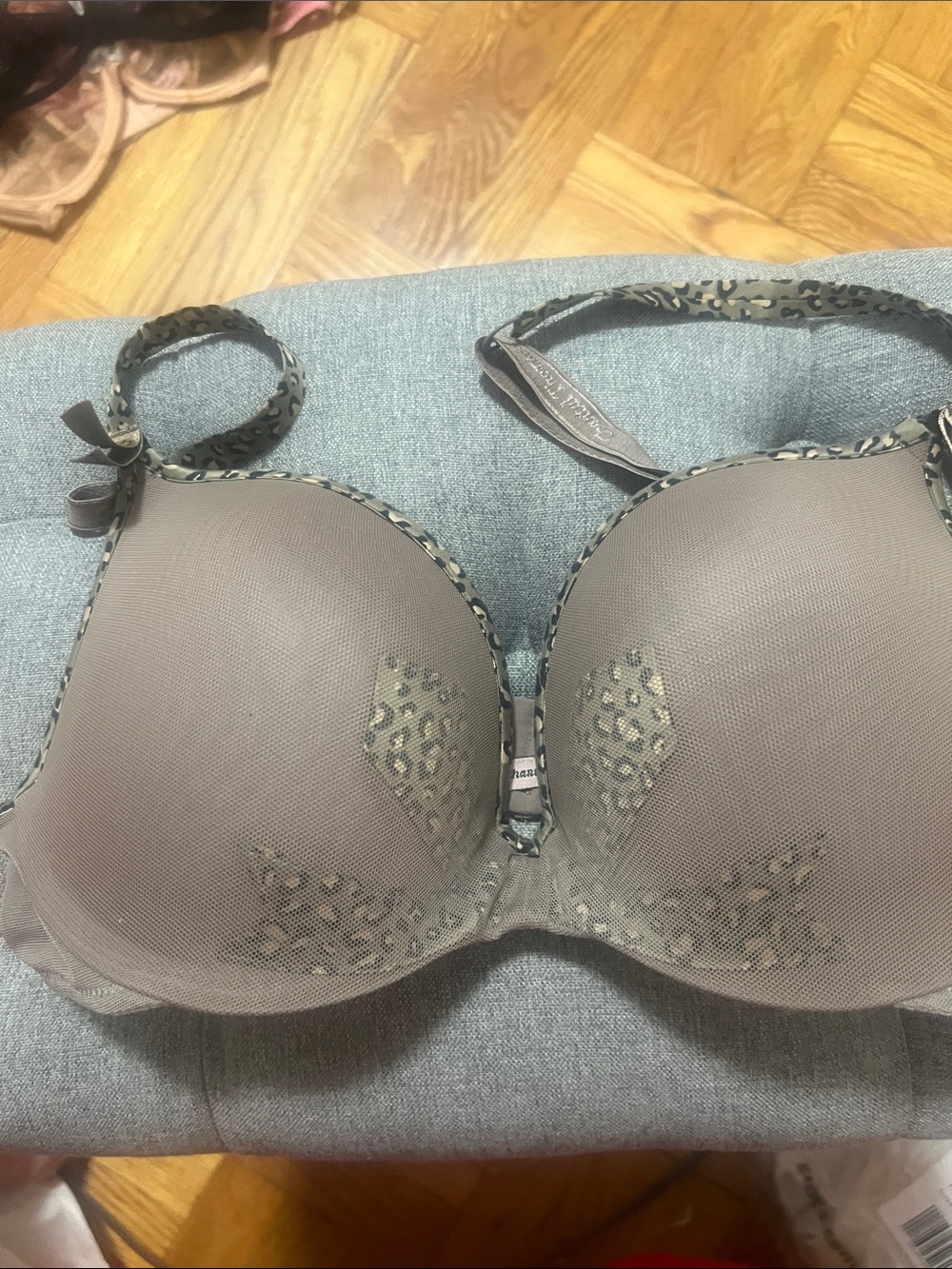 Chantelle THOMASS COUTURE Smooth Molded Bra in Taupe with Leopard Trim